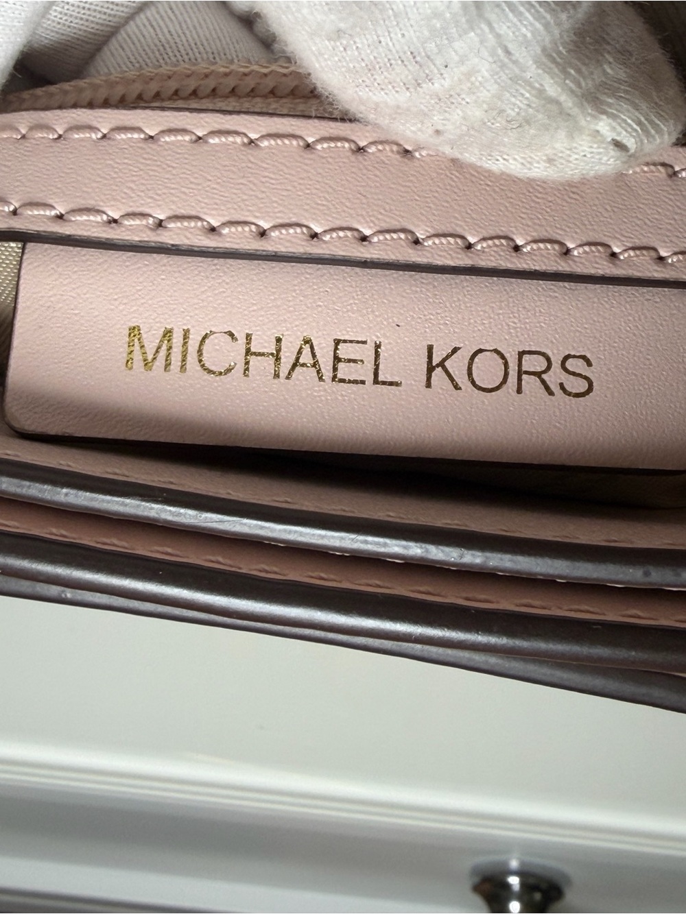Michael Kors Pale Pink Leather Crossbody with Gold Hardware and 2 straps. - Picture 6 of 15